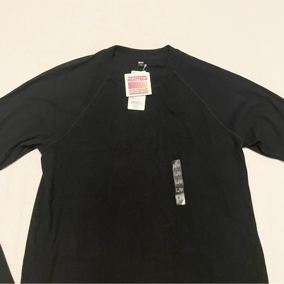 Uniqlo Heattech Stretch Fleece Crewneck Black Top Womens Large - Picture 2 of 16